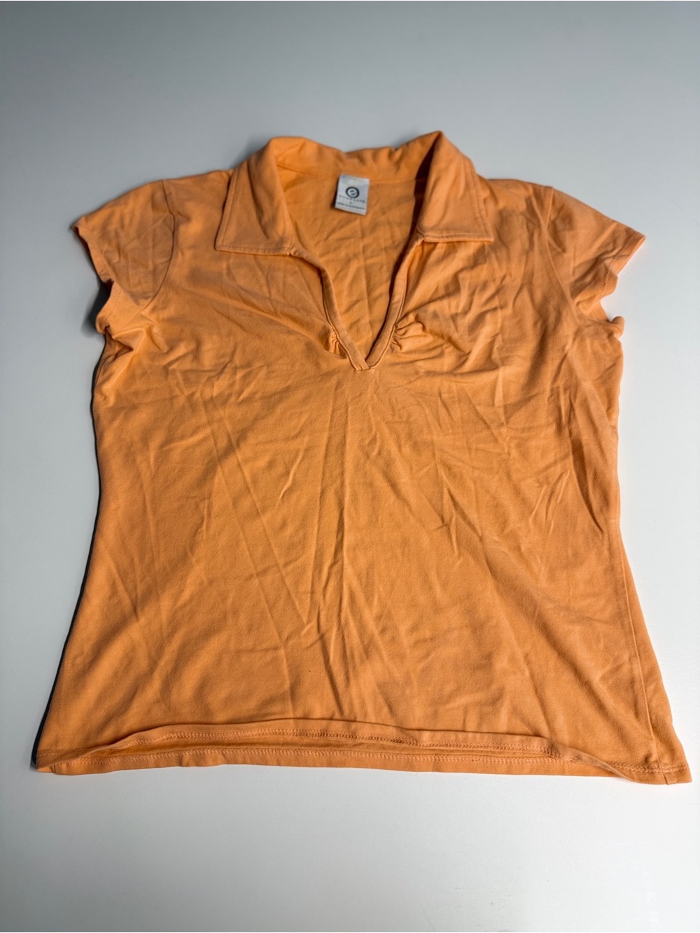 ellemenno Short Sleeve Polo Top in Peach Orange